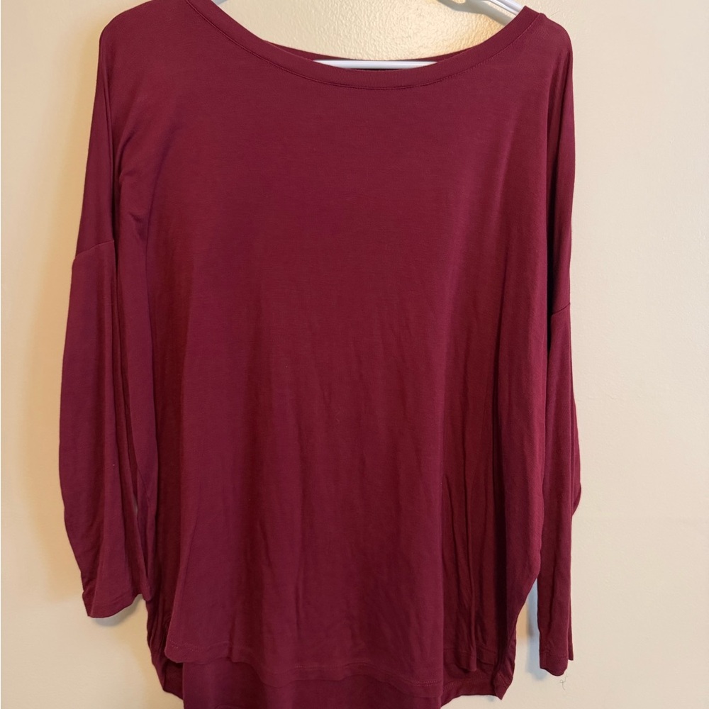 LOFT Deep Red Long Sleeve Top